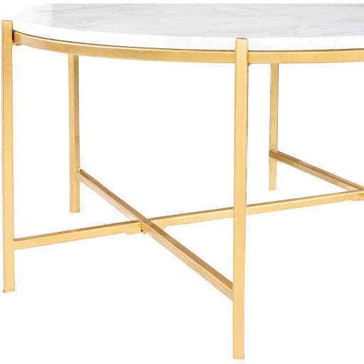 Surya Anaya Modern White Marble Top With Gold Metal Base Coffee Table ANA-005