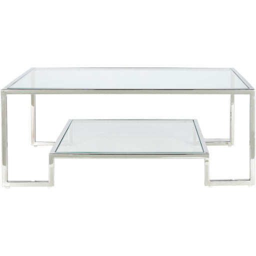 Surya Ascalon Modern Glass Top With Stainless Steel Base Coffee Table AOC-001