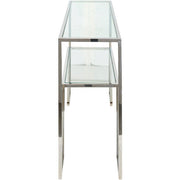 Surya Ascalon Modern Glass Top With Metallic Silver Stainless Steel Base Console Table AOC-002