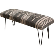 Surya Batu Rustic Modern Hand Woven Fabric Bench With Black Metal Base BATU-003
