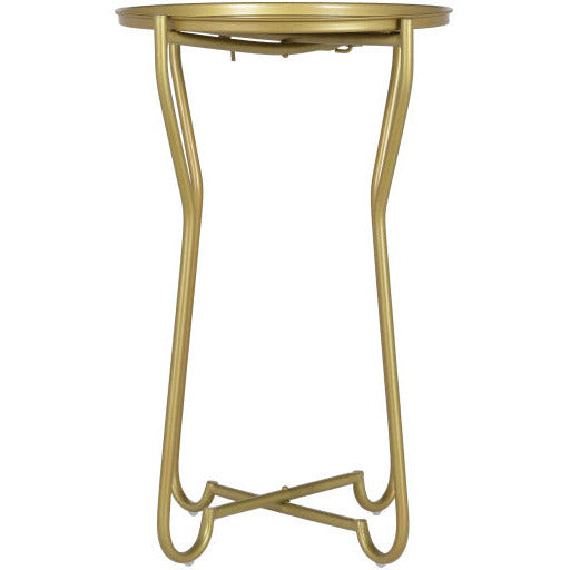 Surya Benjamin Modern Gold Tray Top With Gold Metal Base Round Accent Side Table BEJ-001