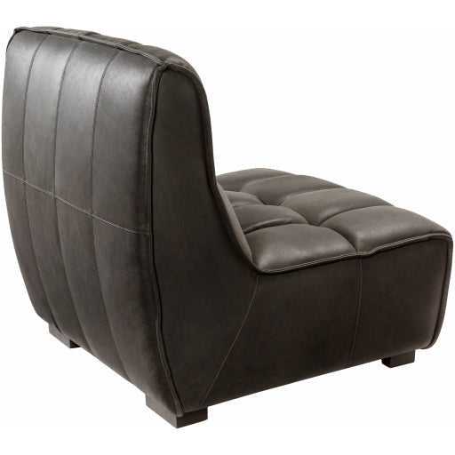 Surya Belfort Modern Channeled Black Leather Accent Chair