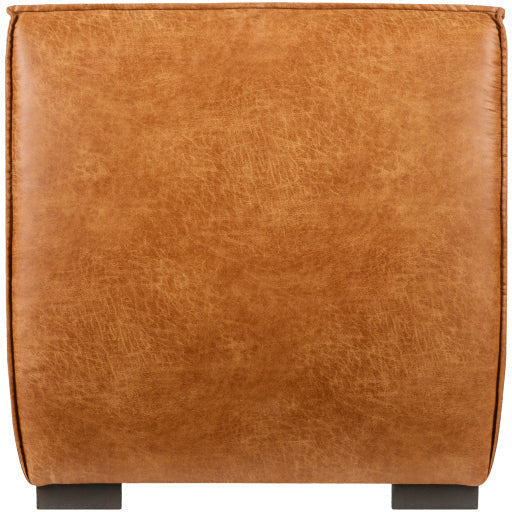 Surya Belfort Modern Channeled Cognac Brown Bonded Leather Accent Chair