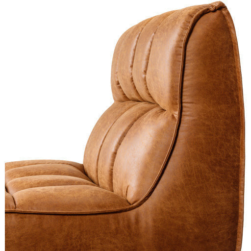 Surya Belfort Modern Channeled Cognac Brown Bonded Leather Accent Chair