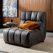 Surya Belfort Modern Channeled Charcoal Grey Bonded Leather Accent Chair