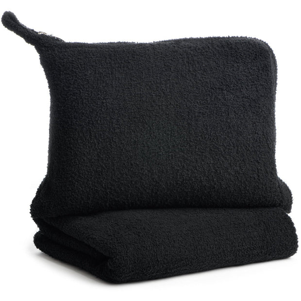 Kashwere Ultra Plush Travel Blanket & Pouch Available In Black