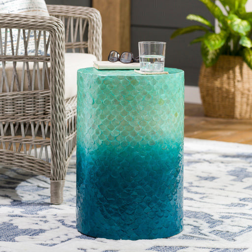 Surya Blue Ocean Modern Shell and Wood Round Accent Side Table BUO-002 ...