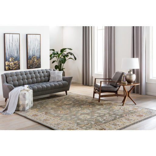 Surya Trail Modern Hair On Hide Light Gray, Gray & Charcoal Patched Leather Pouf Ottoman TLPF-001