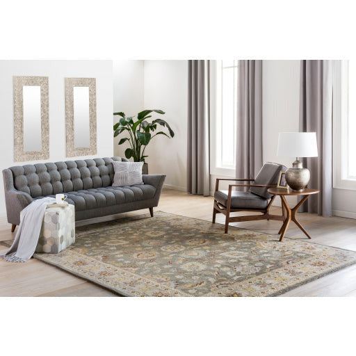 Surya Trail Modern Hair On Hide Light Gray, Gray & Charcoal Patched Leather Pouf Ottoman TLPF-001