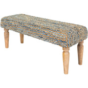 Surya Cambrai Rustic Modern Hand Woven Fabric Bench With Natural Wood Base CBI-005