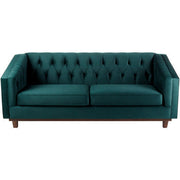 Surya Cheviot Modern Velvet Tufted Sofa With Wood Base