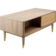 Surya Dalma Modern Wood Top With Rattan & Wood Base Coffee Table DLM-001