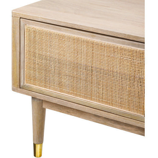 Surya Dalma Modern Wood Top With Rattan & Wood Base Coffee Table DLM-001