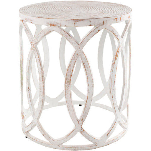 Surya Earnshaw Modern White Top With White Metal Base Round Accent Side Table EAW-003