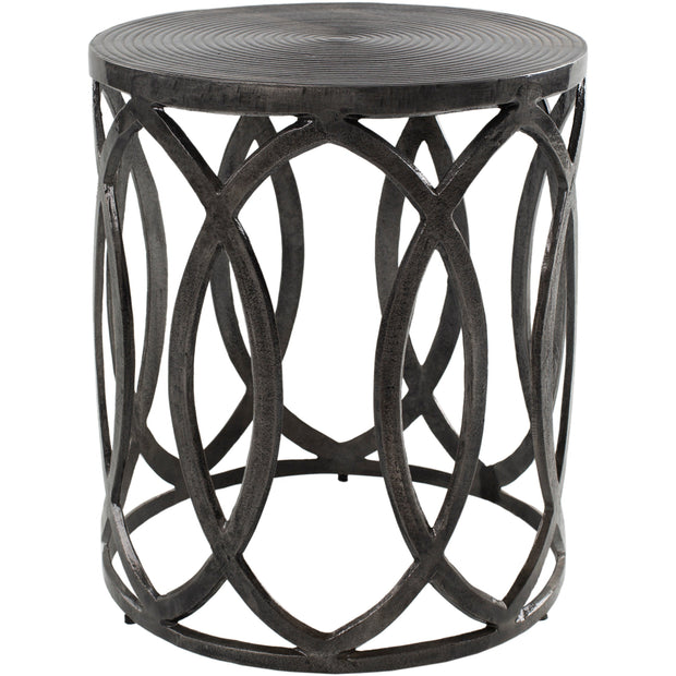 Surya Earnshaw Modern Charcoal Gray Metal Round Accent Side Table EAW-004