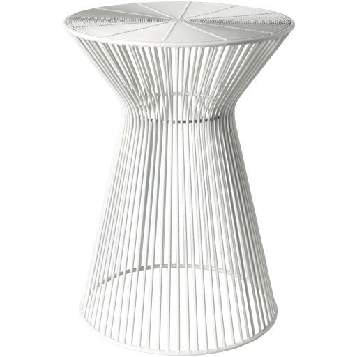 Surya Fife Modern White Metal Round Accent Side Table FIFE-100