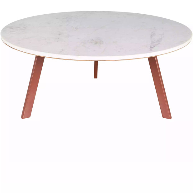Surya Gabriella Modern White Marble Top With Brown Metal Base Round Coffee Table GBA-001