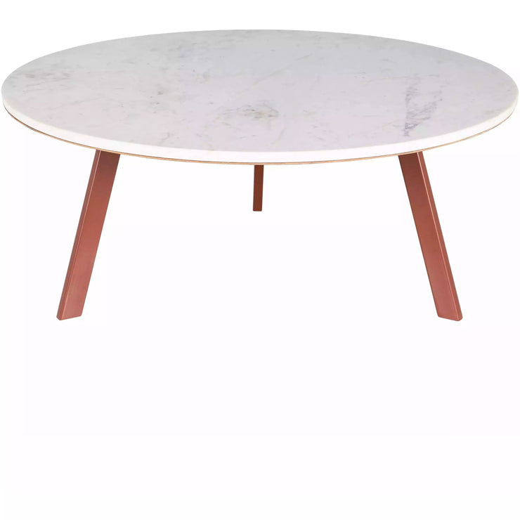 Surya Gabriella Modern White Marble Top With Brown Metal Base Round Coffee Table GBA-001
