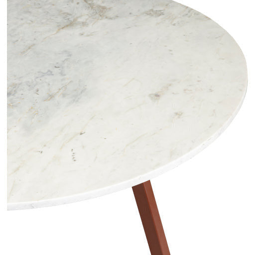 Surya Gabriella Modern White Marble Top With Brown Metal Base Round Coffee Table GBA-001