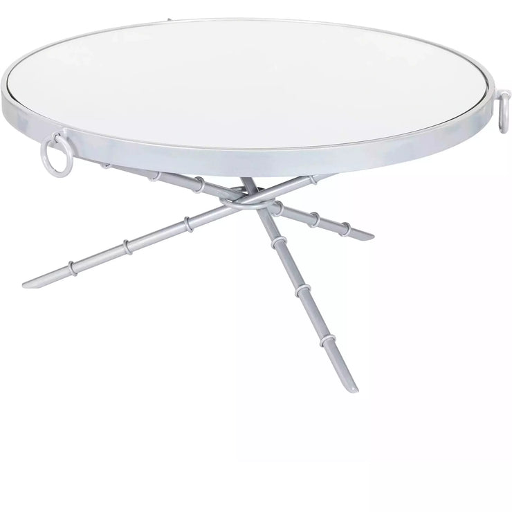 Surya Galatine Modern Mirrored Top With Metallic Silver Base Round Coffee Table GIE-002