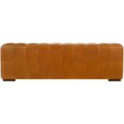 Surya Grenoble Modern Channeled Cognac Brown Leather Sofa