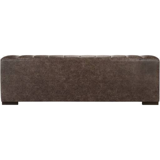 Surya Grenoble Modern Channeled Charcoal Grey Bonded Leather Sofa