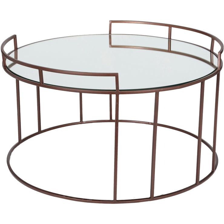 Surya Gossamer Modern Mirrored Top Metallic Bronze Metal Base Round Coffee Table GSS-002
