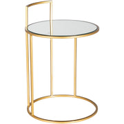 Surya Gossamer Modern Mirror Top Metallic Gold Metal Base Round Accent Side Table GGR-001