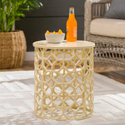 Surya Hale Modern Yellow Metal Round Accent Side Table HALE-104