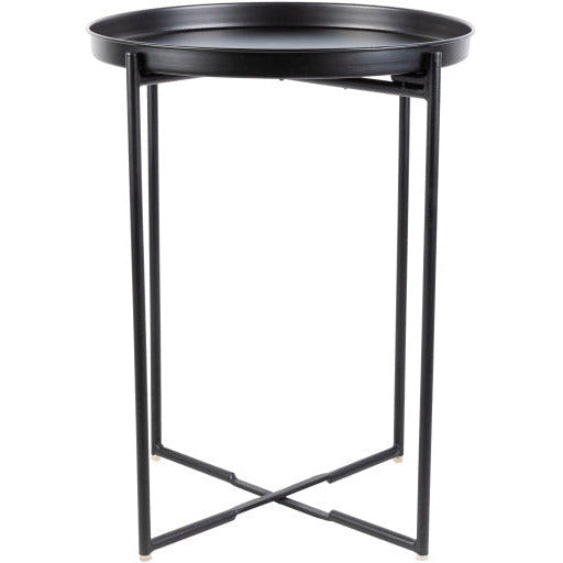 Surya Horsham Modern Black Tray Top With Black Metal Base Accent Side Table HHM-001