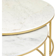 Surya Hearthstone Modern White Marble Top With Gold Base Round Nesting Coffee Tables HTS-006