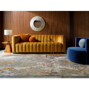 Surya Brionne Modern Cognac Brown Velvet Channeled Sofa