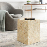 Surya Iridescent Modern Shell and Wood Accent Side Table ISC-008