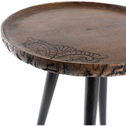Surya Kavya Rustic Modern Wood Top With Black Metal Base Round Accent Side Table KAV-001