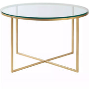 Surya Karen Modern Glass Top With Gold Metal Base Round Coffee Table KRE-001