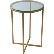 Surya Karen Modern Glass Top With Gold Metal Base Round Accent Side Table KRE-002