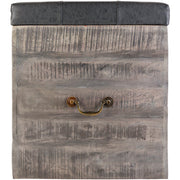 Surya Kassi Modern Rustic Faux Charcoal Gray Tufted Leather & Wood Storage Ottoman KSS-002
