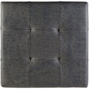 Surya Kassi Modern Rustic Faux Charcoal Gray Tufted Leather & Wood Storage Ottoman KSS-002