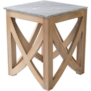 Surya Logan Modern Gray Marble Top With Natural Wood Base Accent Side Table LOG-001