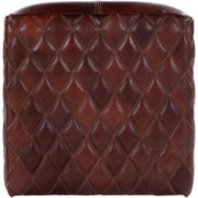 Surya Leonardo Modern Rustic Brown Quilted Leather Ottoman LOPF-001