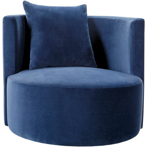 Surya Lorient Modern Navy Blue Velvet Swivel Chair