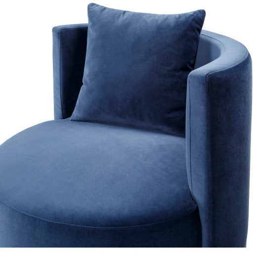 Surya Lorient Modern Navy Blue Velvet Swivel Chair