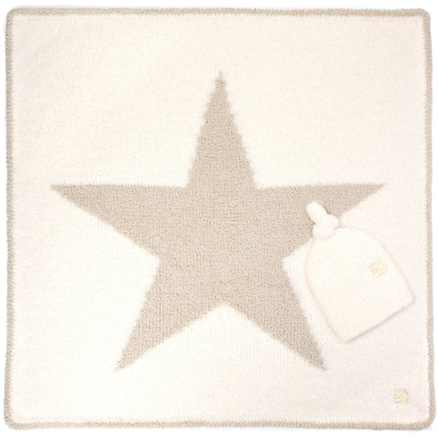 Kashwere Baby Ultra Soft Star Baby Blanket & Cap Available In Crème/Malt, Mint/Aqua, Pink Raspberry/Pink, Stone/Ice Blue & Navy/White