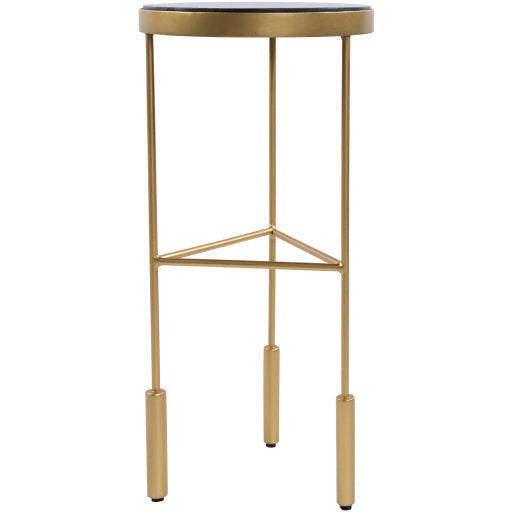 Surya Macon Modern Black Marble Top With Gold Metal Base Round Accent Side Table  MAN-100