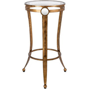 Surya Midford Modern Glass Top With Gold Metal Base Round Accent Side Table MFD-001