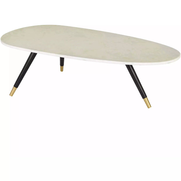 Surya Miami Modern White Marble Top With Black & Brass Base Coffee Table MII-001
