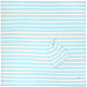 Kashwere Baby Ultra Soft Stripe Baby Blanket & Cap Available In Malt, Stone & Iris With Crème and Pink Orchid & Navy With White