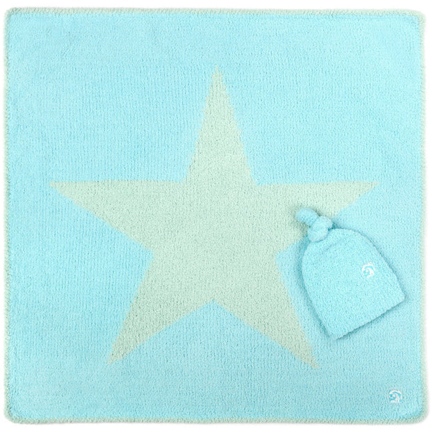 Kashwere Baby Ultra Soft Star Baby Blanket & Cap Available In Crème/Malt, Mint/Aqua, Pink Raspberry/Pink, Stone/Ice Blue & Navy/White
