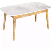Surya Makrana Modern White Marble Top With Wood Base Coffee Table MKR-002