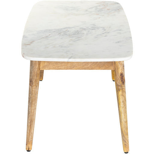 Surya Makrana Modern White Marble Top With Wood Base Coffee Table MKR-002